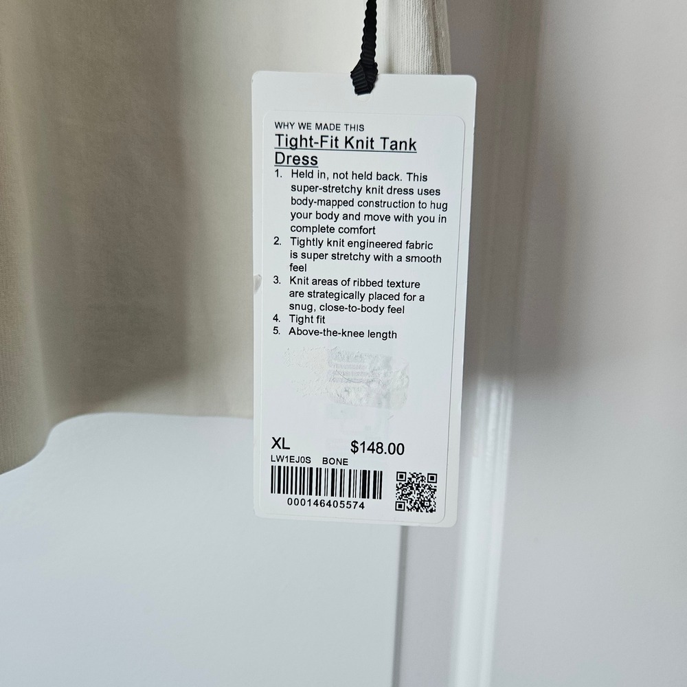 Lululemon Athletic Dress Tennis Athleisure Tight-Fit Knit Tank Bone White XL - Picture 6 of 11